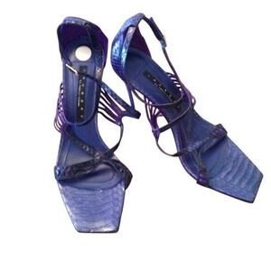 Laundry by Shelli Segal Heels Womens 6 Purple New Snakeskin Strappy Sandals 5"